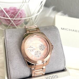 Michael Kors Alek Womens Pave Crystals Watch Rose Gold Stainless Steel MK7264